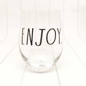 RAE DUNN Steamless Wine Glass Enjoy Script